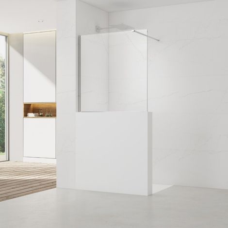 Swiss Aqua Technologies – Paroi de douche fixe 120x100cm – Verre transparent Easy Clean 8 mm – Bras et profilés chrome brillant – SATBWIS120PR