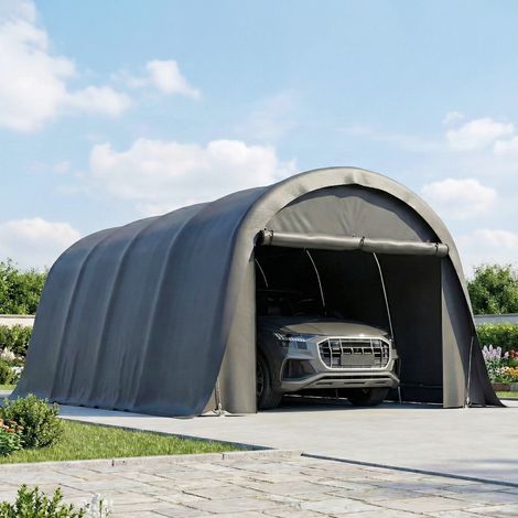 Abri voiture/garage 3x6m. tente de rangement imperméable et résistante à l'hiver avec parois latérales amovibles. grande porte enroulable. protection UPF50+ (1/5)