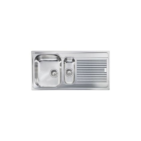 CM 011245.S1.01.2018 Zenith Lavello da Incasso 1 Vasca e Vaschetta con Gocciolatoio a Destra Acciaio Inox Satinato (100x50 cm) colore Acciaio (1/5)