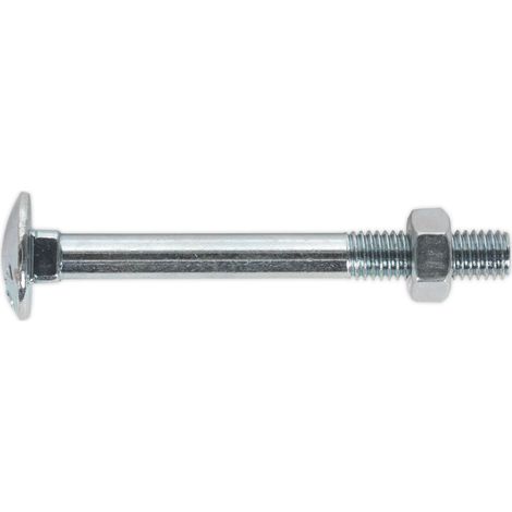 Sealey Zinc Plated Coach Bolt & Nut M8 x 75mm, DIN 603 - Pack of 50 CBN875