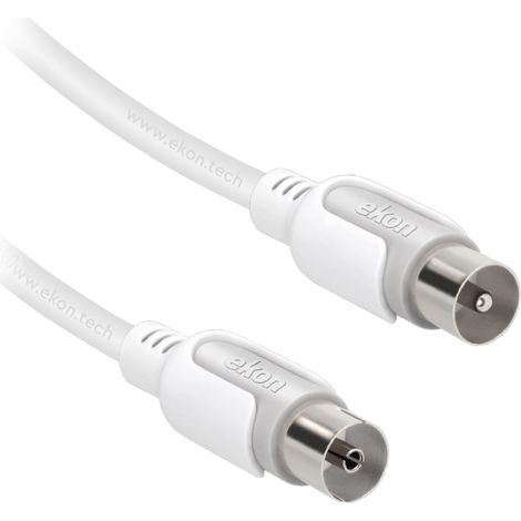 EKON Cavo Antenna Con Connettori Maschio/Femmina E Adattatore Maschio/Maschio 1,8 Metri Bianco (1/5)