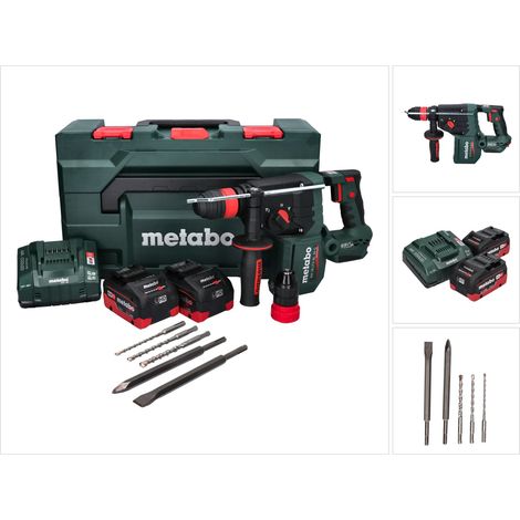 Metabo KH 18 LTX BL 28 Q Martello perforatore a batteria 18 V 3 J SDS plus Brushless + 2x batteria 5,5 Ah + caricabatteria + set di 5 punte e scalpelli + metaBOX (1/5)