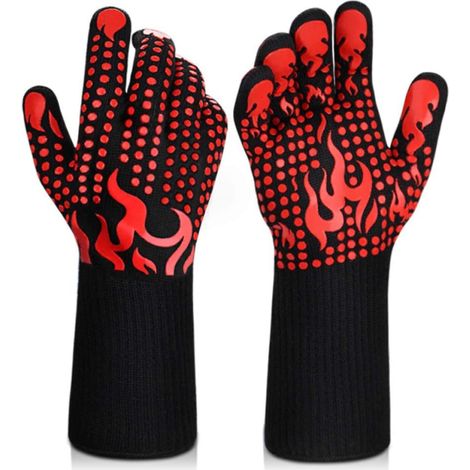 Gants de barbecue résistants à la chaleur (800 °C) en silicone antidérapant pour la cuisson au barbecue et au four. (1/5)