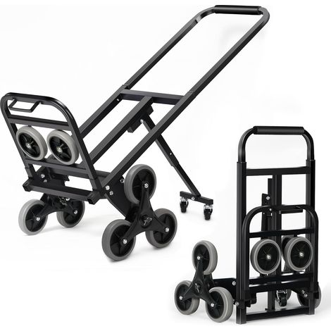 Soges – Diable pliable en aluminium – Chariot de transport 150kg – Hauteur réglable 74,5-110cm – Roues en caoutchouc pour escaliers