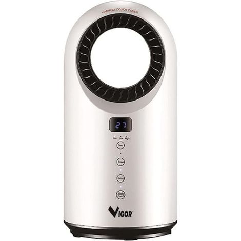 Vigor 9794815 Polifemo Termoventilatore senza pale 1500 W potenza regolabile da 15°C a 40°C con telecomando e timer 12 ore colore Bianco