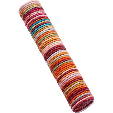 Paquete de 50 gomas elásticas de nailon de colores para niñas: coleteros y diademas para coletas, accesorios para el cabello que no dañan el cabello infantil, colores surtidos. (1/5)