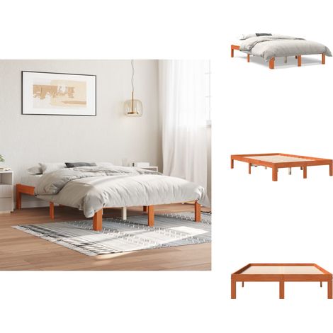 Cadre de lit sans matelas cire marron 140x200cm bois pin massif - Cadre De Lit - Lit Double - Bois Massif - Lit Design - Chambre À Coucher (1/5)
