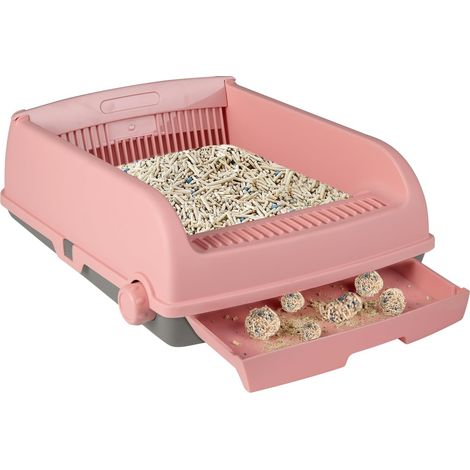 Halbautomatische Katzentoilette, spritzwassergeschützt, rosa