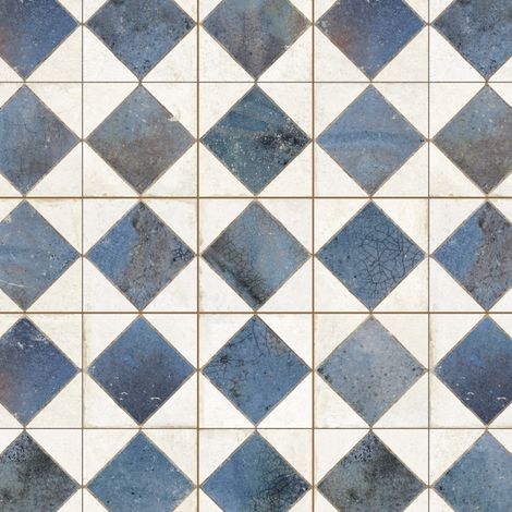 Carrelage Vintage Bleu Damier 33x33x0,95 cm Solmira - Sol et mur intérieur (vendu par carton de 1,09 m²) - RO'MA CARRELAGE