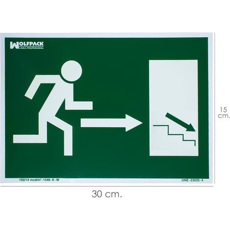 Cartel Salida Escalera Derecha Abajo 21x30 cm. (1/2)