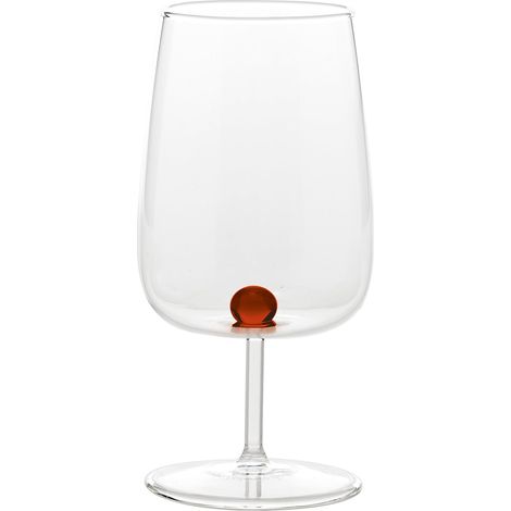 Bilia Set 6 Calici in Vetro Borosilicato Color Ambra con Sfera Decorativa Artigianale per Tavole Eleganti e Brindisi Originali Design Esclusivo
