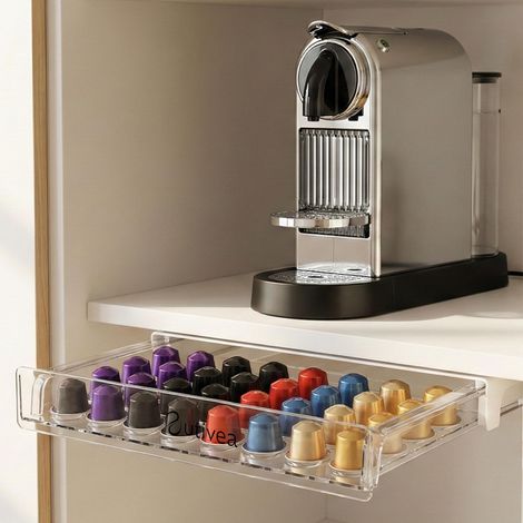 Porte-capsule universel - Organisateur de 30 capsules avec tiroir adhésif, compatible universel (1/5)