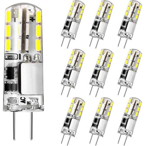 Lot de 10 ampoules LED G4 12 V Blanc froid 6000 K AC/DC 2W/25 W G4 de rechange à culot bi-broches Type JC, économie d\'énergie (1/4)