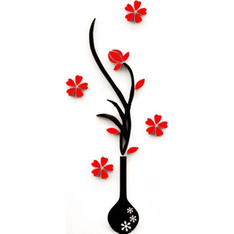 Vase Murale - Autocollant 3D En Acrylique - Décoration Murale Pour Salon Chambre Couloir - 1 Pièce (1/5)