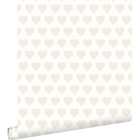 papier peint cœurs blanc et argent  - ESTAhome (1/5)