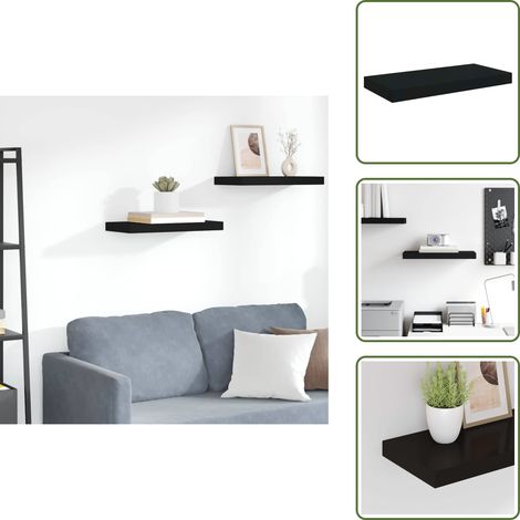 Schweberegal Schwarz 50x23x3,8 cm MDF - Schweberegal - Wandregal - Schwarzes Regal - Minimalistisches Regal - Modernes Regal (1/5)