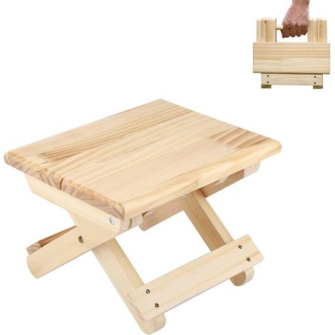 Mini Tabouret Pliant en Bois, Siège de Voyage, Marchepied pour Enfant, Repose-Pieds Portable (1/5)