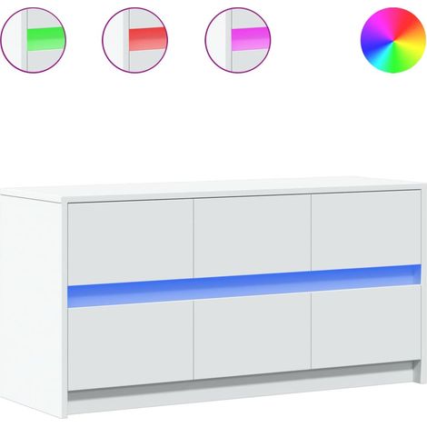 Mobile TV Armadietto TV Mobile Porta TV con LED Bianco 100x34x50 cm in Truciolato (1/5)