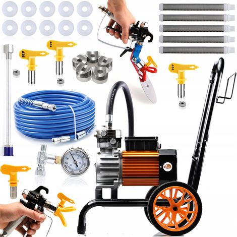 Rosfix Set Orange Strong Storm 990 Plus OSS04 – Airless Farbspritzgerät 3500 W, 220 bar, 18 l/min Inkl. Pistole, Düsen, Schlauch, Filter Für Acryl, Latex, Lack Malergerät (1/5)