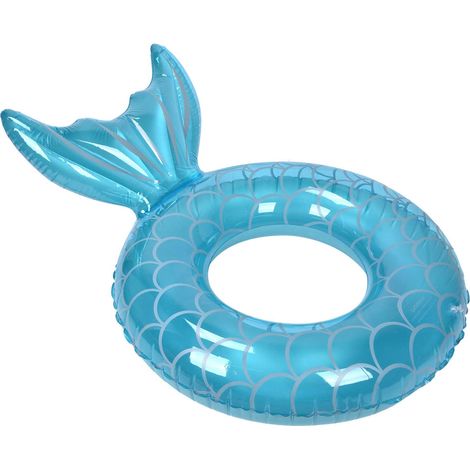 Bouée gonflable queue de poisson, anneau de natation, flotteur de piscine pour adultes, vacances à la plage, bleu (1/5)