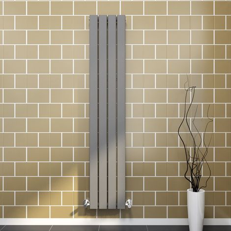 ELEGANT Anthracite Vertical Radiator Flat Panel 1600x304mm Designer Heater with Chrome Thermostatic Radiator Valves (1/5)