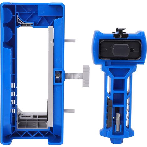 Kit pose paumelle serrure bois PVC bleu gabarit mortaiseur pour porte perçage gravure précis sans marteau (1/5)