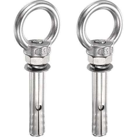 Œillet de levage expansible M10x55mm, 2 pièces boulons expansibles à anneau en acier inoxydable, vis à œillet interne robuste pour fixation sur mur en béton et maçonnerie (1/5)