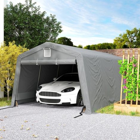Abri voiture extérieur 6,2 x 3,3 x 2,4 m, structure en acier galvanisé renforcé, bâche PE 150 g/m² déperlante et résistante aux UV, garage pliable pour véhicule, auvent robuste pour stationnement (1/5)