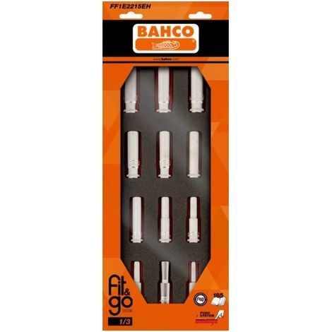 BAHCO - Module mousse Fit&Go 1/3, douilles longues 1/2" - 12 Pcs emballage individuel