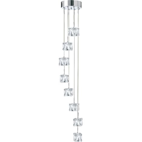 Lampadario Contemporaneo Ice Cube Acciaio Cromo Vetro Trasp Led 39W 3000K (1/5)