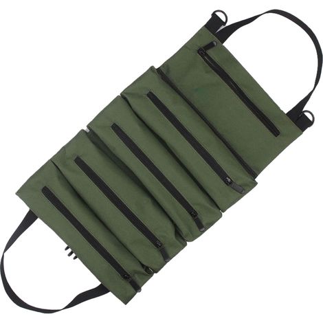 Sac Rouleau À Outils - Toile Résistante - 5 Pochettes Zippées - Pour Clés À Douille, Clés À Molette, Tournevis - 1 Pièce (1/5)