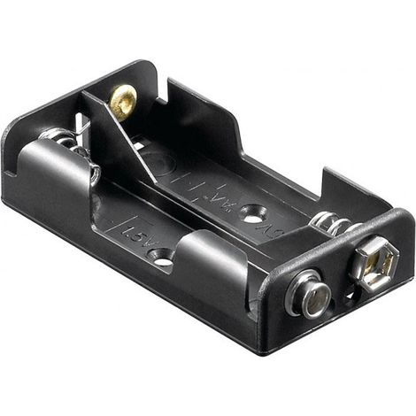 goobay Porte-Piles pour 2x AA, connection par Bouton-poussoir (46904)
