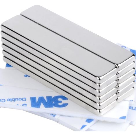 12 Pièces Aimant Neodyme Puissant, Aimant Autocollant 50x10x3mm Magnets Rectangulaire Magnetique pour Frigo Tableau Blanc Bureaux (1/5)