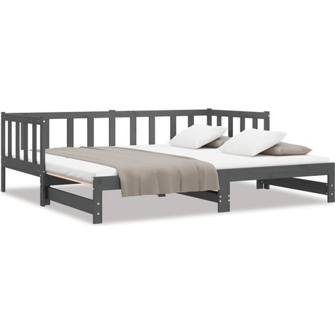 Maison Exclusive - Dormeuse Estraibile Grigia 2x(90x190) cm Legno Massello di Pino