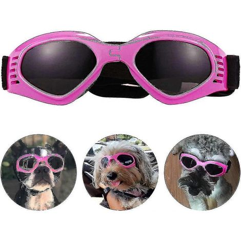 Lunettes de soleil pour chien, sangle ajustable pour lunettes de soleil UV, protection imperméable-Pink