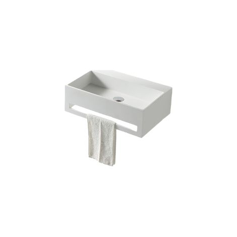 BERNSTEIN - Lavabo à suspendre 60x40x20cm en fonte minérale avec porte-serviettes intégré - TWG02 (1/5)