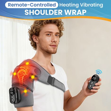 Chauffe-épaule massage sans fil 5000mAh – 5 modes, télécommande, magnétique, chaleur 45–65°C, vibrations relaxantes