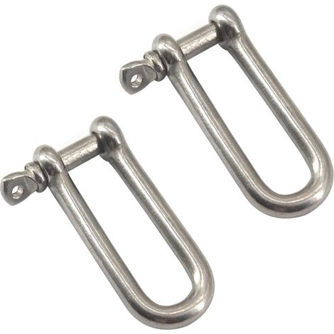 Schäkel aus Edelstahl 304 (lange Ausführung, 2er-Set) mit Schraubbolzen – Zum Heben, Anschlagen und Verbinden von Ketten und Seilen (1/5)