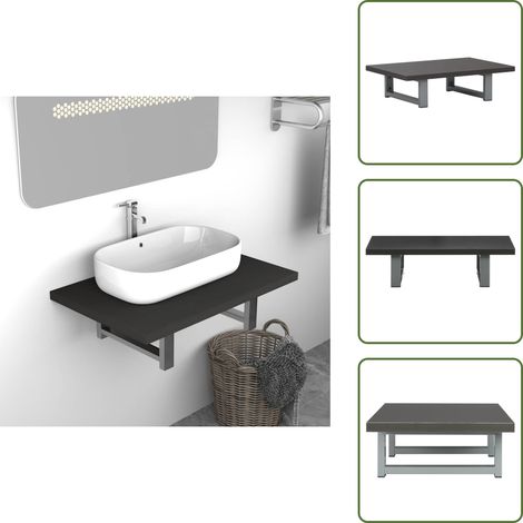 Badmöbel Grau 60x40x16,3 cm - Badezimmerwandregal - Badregale - Holzwerkstoffregal - Metallregal - Grau