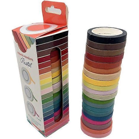 Carnet à 20 couleurs de ruban washi avec autocollants décoratifs aux couleurs rétro, autocollants à faire soi-même pour un carnet original (1/3)
