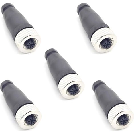 5 Pcs M12 5 Pôles Femelle Connecteur, IP67 Étanche A Codés Droits 5 Broches sur Place à Vis Capteur 12mm M12 5 Core Connecteurs Ronds Accessoires pour l'automatisation Industrielle 125V 4A AC/DC (1/5)