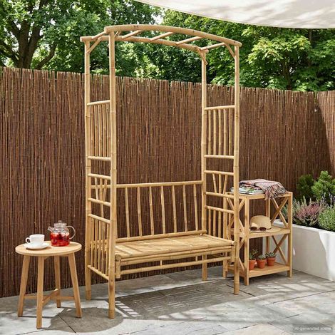 vidaXL Arco da Giardino con Panchina Naturale 115 x 50 x 205 cm
