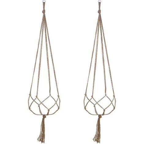 Lot de 2 Suspension Plante pour Pot de Fleurs Cache-Pots Suspension en Corde Suspension Plante Macramé Porte Décoration pour Interieur et Extérieur Suspendue Décoration Balcon Maison (122cm)