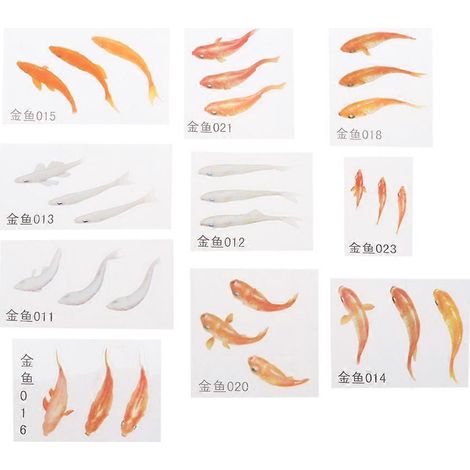 10 Stück 3D-Goldfisch-Aufkleber aus transparenter Folie für DIY-Schmuckherstellung mit Harzmotiven