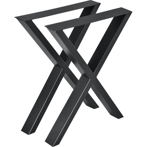 Juego de 2 patas de mesa de mueble de metal mesa de comedor 59 x 72 cm negro 030003655