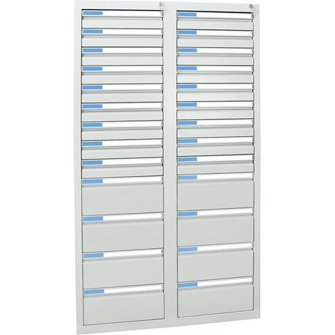 Stumpf Schubladenschrank Serie ESTA, 26 Schubladen lichtgrau (18x100, 8x200mm) (1/2)