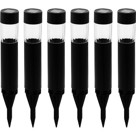 Set 6 Pali Solari Da Esterno Rosalba Alluminio Nero 6 Luci Led 0,06W Ip44