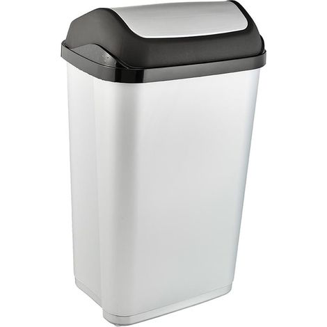 Poubelle avec Couvercle Basculant, 50 L, Swantje, Argent (1/5)