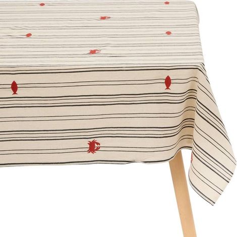 Nappe Brodée "Océania" 150x250cm Beige (1/4)