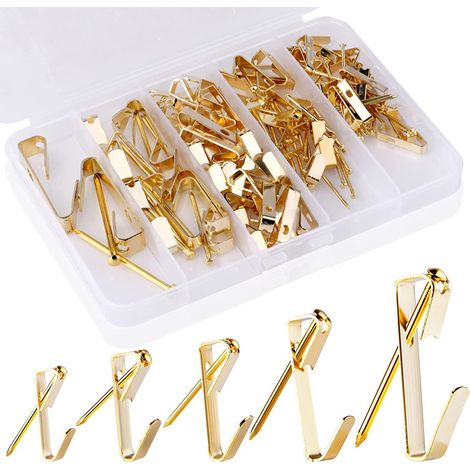 (5 Größen, Gold) 120-teiliges Bilderrahmenhaken-Set (1/5)